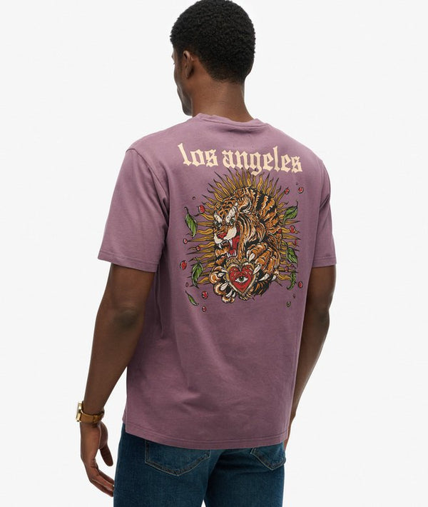 Superdry Neo Trad Tattoo Loose Tee - Blackened Purple