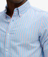 Superdry Classic Oxford Long Sleeve Shirt - French Blue Stripe/Coral