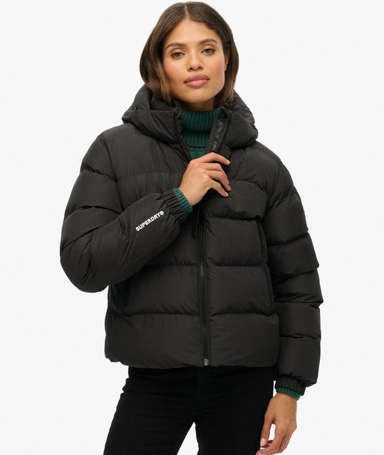 Superdry Hooded Sports Puffer Jacket - Black
