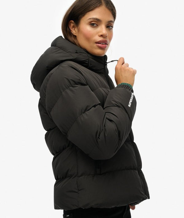 Superdry Hooded Sports Puffer Jacket - Black