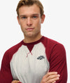 Superdry Vintage Athletic Baseball Top - Grey Grindle/Rich Burgundy