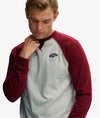 Superdry Vintage Athletic Baseball Top - Grey Grindle/Rich Burgundy
