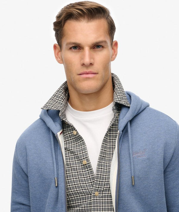 Superdry Essential Logo Zip Hoodie HB - Jeans Blue Marl