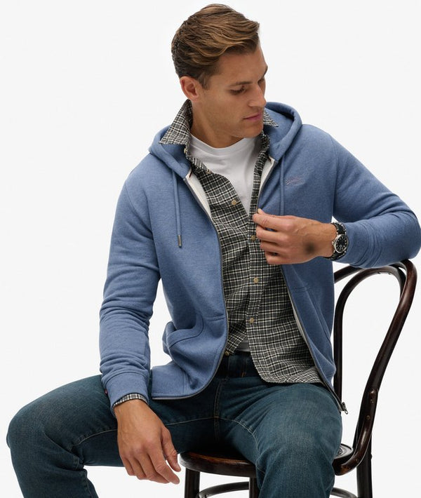 Superdry Essential Logo Zip Hoodie HB - Jeans Blue Marl