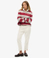 Superdry Athletic Essential Stripe Rugby Top - Bordeaux Red Stripe