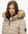 Superdry Fuji Faux Fur Hood Mid Length - Chateau Grey