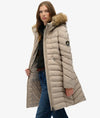 Superdry Fuji Faux Fur Hood Mid Length - Chateau Grey