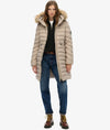 Superdry Fuji Faux Fur Hood Mid Length - Chateau Grey