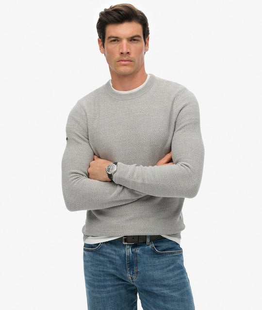 Superdry LW Cotton Texture Jumper - Light Grey [Size XXL]