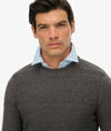 Superdery LW Cotton Texture Jumper - Black/Dark Grey