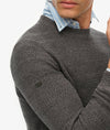 Superdery LW Cotton Texture Jumper - Black/Dark Grey