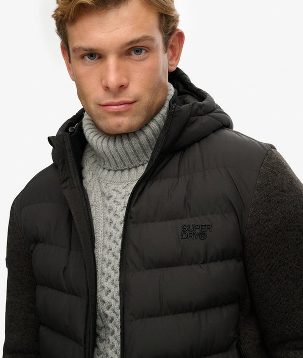 Superdry Hooded Storm Knit Hybrid Jacket - Black