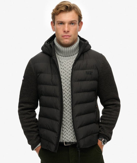 Superdry Hooded Storm Knit Hybrid Jacket - Black