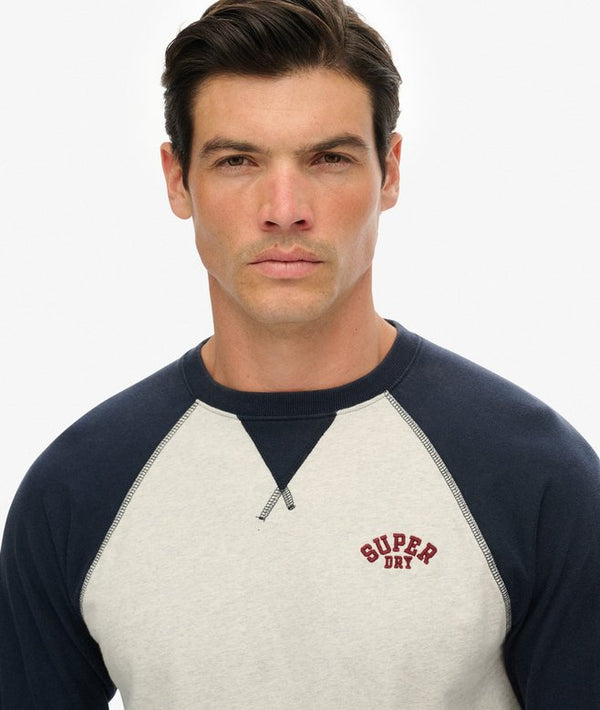 Superdry Vintage Athletic Baseball Top - Grey Grindle/Eclipse Navy
