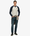 Superdry Vintage Athletic Baseball Top - Grey Grindle/Eclipse Navy