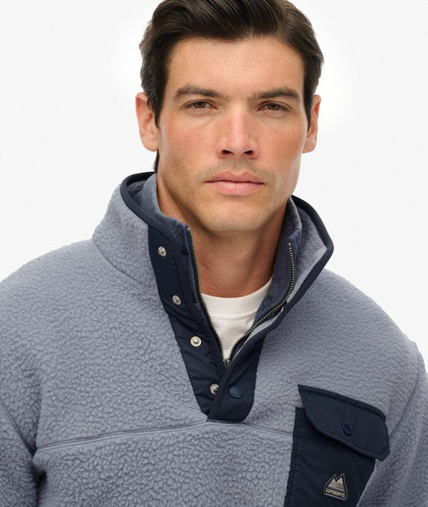 Superdry Fuji Fleece Half ZIp - Washed Denim Blue