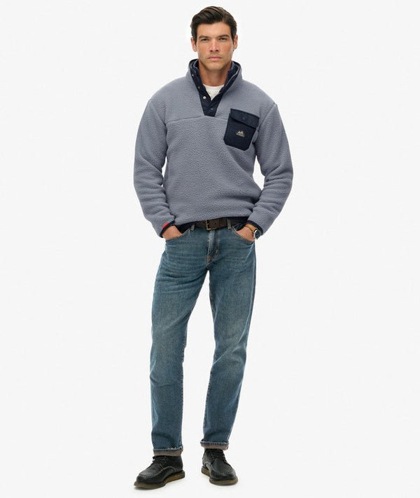 Superdry Fuji Fleece Half ZIp - Washed Denim Blue