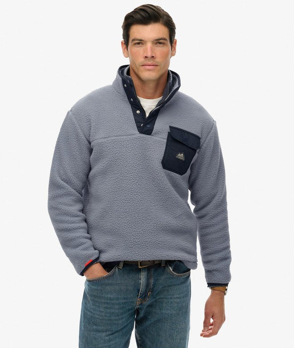 Superdry Fuji Fleece Half ZIp - Washed Denim Blue