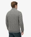 Superdry Jacob Cable Knit Half Zip - Mid Grey