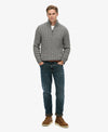 Superdry Jacob Cable Knit Half Zip - Mid Grey