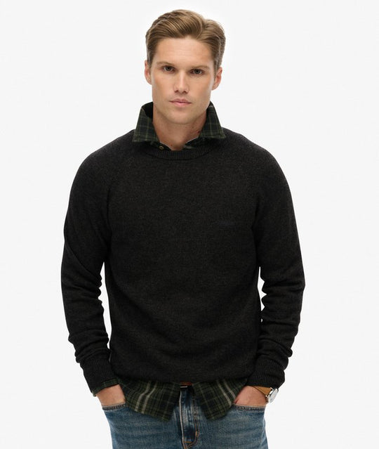 Superdry Wool Blend Jumper - Midnight Charcoal Marl