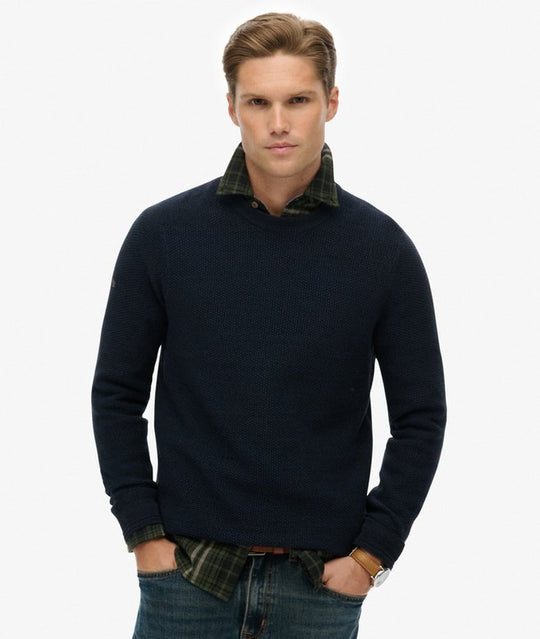 Superdry LW Cotton Texture Jumper - Eclipse Navy Twist