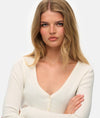 Superdry Essential Button Through Long Sleeve Top - Off White