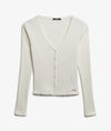 Essential Button Through Long Sleeve Top - Off White