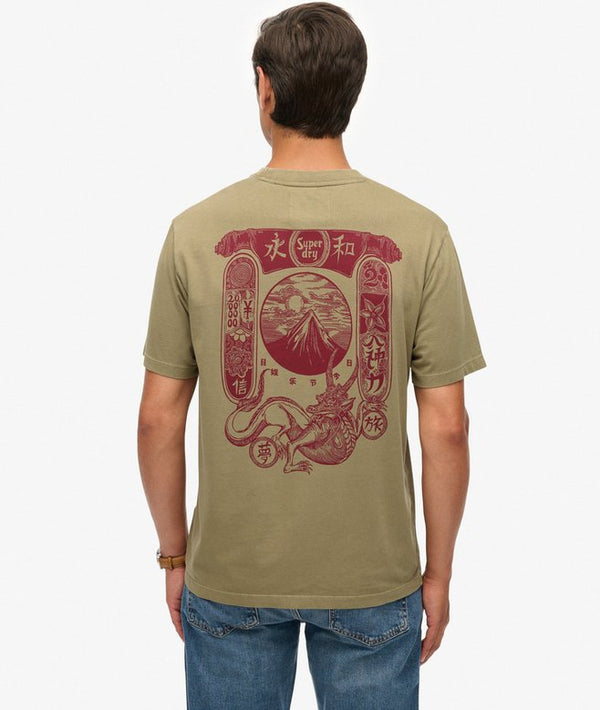Superdry Tokyo Narrative Loose Tee - Light Khaki Green