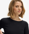 Superdry Essential Logo Garment Dyed Ribbed Long Sleeve Top - Bison Black