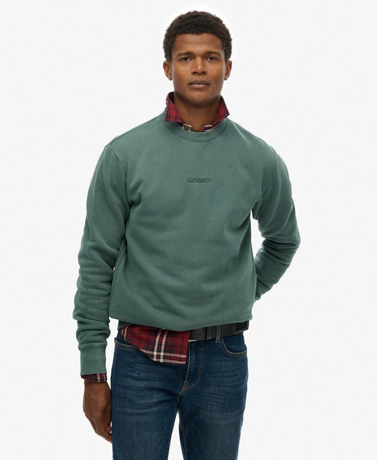 Superdry Micro Logo Crew - Stormy Green