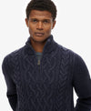 Superdry Jacob Cable Knit Half Zip - Indigo