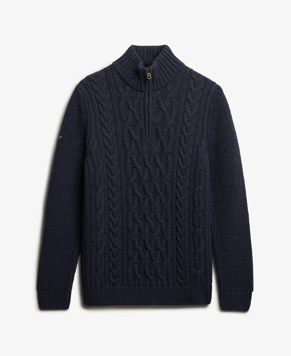 Superdry Jacob Cable Knit Half Zip - Indigo