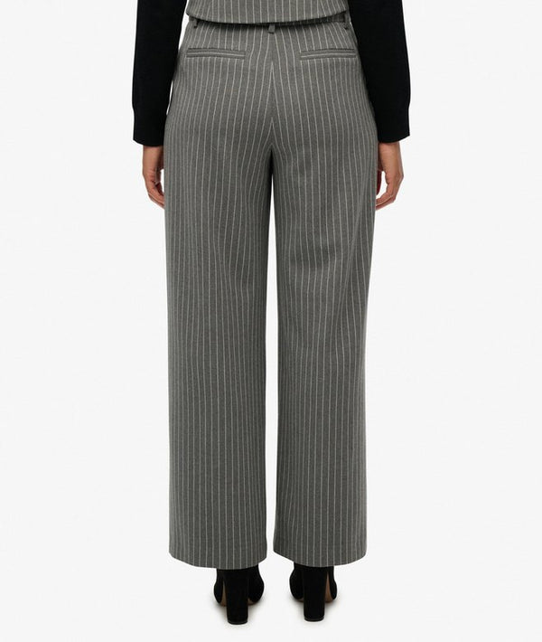 Superdry Mid Rise Pinstripe Trouser - Grey Pinstripe