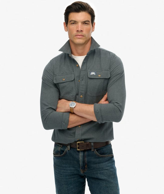 Superdry Trailsman Flannel Shirt - Balsam Green