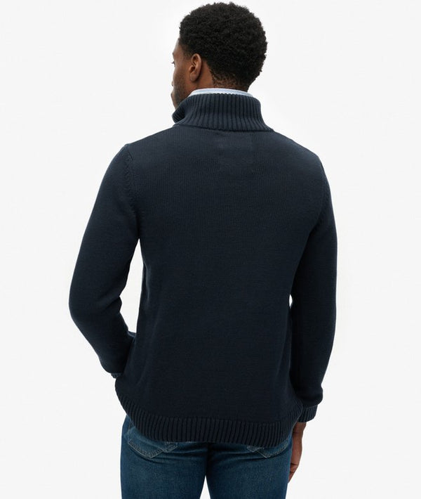 Superdry Cotton Half Zip Knit - Navy