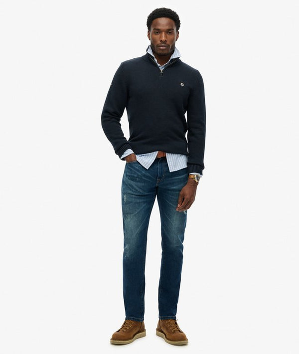 Superdry Cotton Half Zip Knit - Navy