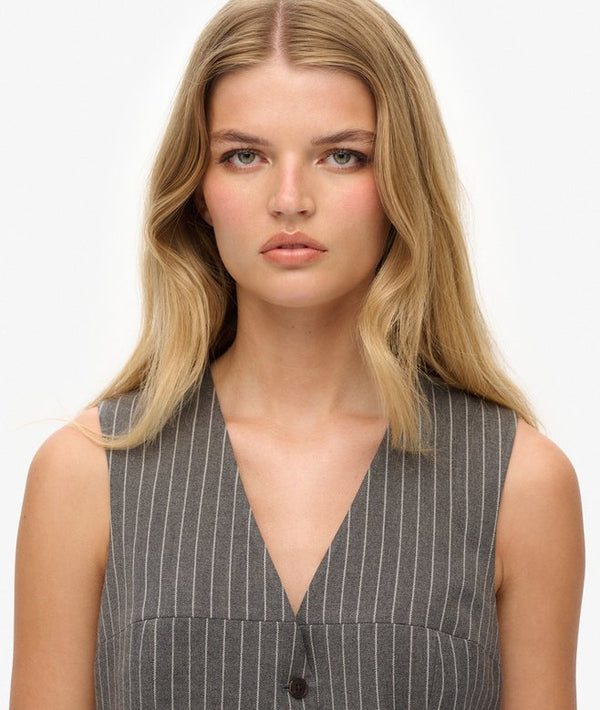Superdry Pinstripe Waistcoat - Grey Pinstripe