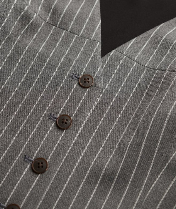 Superdry Pinstripe Waistcoat - Grey Pinstripe