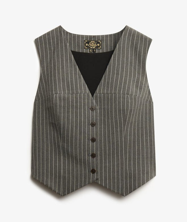 Superdry Pinstripe Waistcoat - Grey Pinstripe