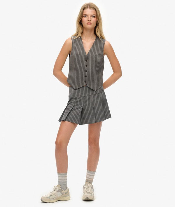Superdry Pinstripe Waistcoat - Grey Pinstripe