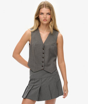 Superdry Pinstripe Waistcoat - Grey Pinstripe