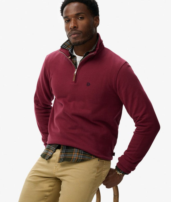 Superdry Preppy SD CO Half Zip Henley -  Port Red