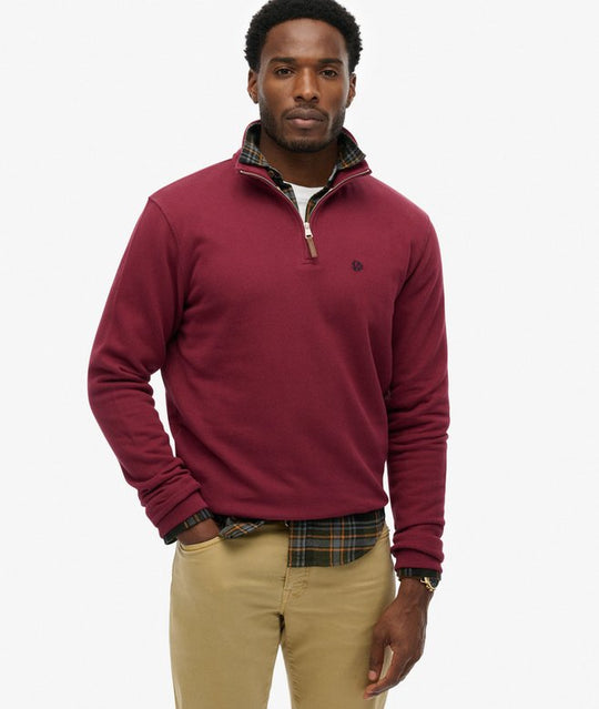 Superdry Preppy SD CO Half Zip Henley -  Port Red