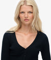 Superdry Essential Button Thru Long Sleeve Top - Eclipse Navy