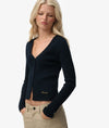 Superdry Essential Button Thru Long Sleeve Top - Eclipse Navy