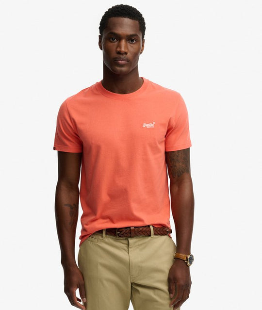 Superdry Essential Logo Embroidered Tee - Sunburst Coral