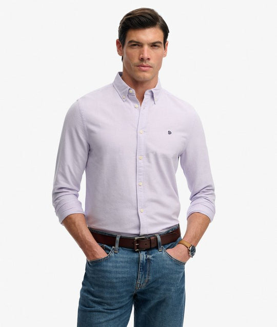 Superdry Preppy Oxford Long Sleeve Shirt - Light Lavender Purple Chambray