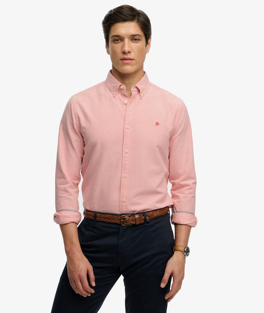 Superdry Preppy Oxford Long Sleeve Shirt - Peach Amber Pink Chambray