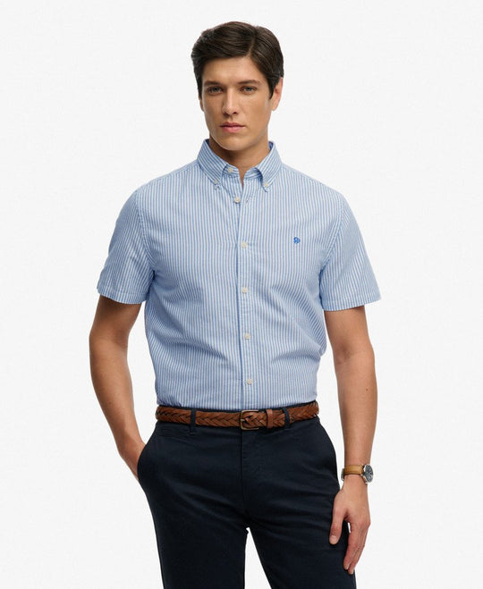 Superdry Preppy Oxford Short Sleeve Shirt - Sky Blue Stripe